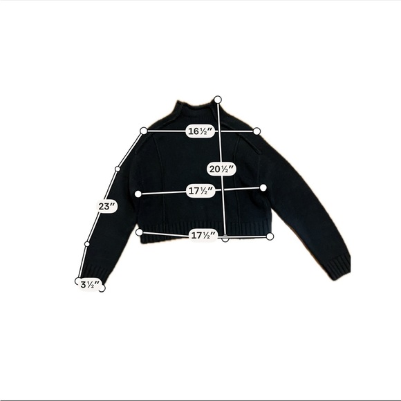 ZARA Black Cropped Knit Sweater Mock Neck Ribbed Hem Size Small Minimalist Trend - Picture 3 of 7